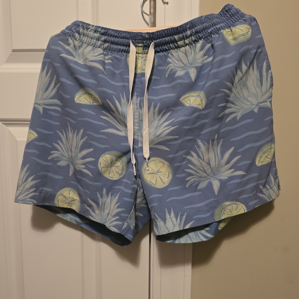 Chubbies Blue Swim Shorts with Tropical Print